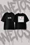 Good News Design Printed Oversize Crew Neck T-Shirt Black