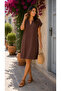 Perfect Simplicity |   Women's V-Neck Short Sleeve Mini Wrinkled Dress - 2