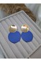 Matte Green Geometric Circle Earrings - 2