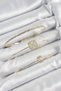 Brass Zircon Stone Baguette Model Gold Color Vip 3-Piece Women's Bracelet - 2