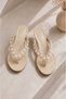 Women's Beige Flip-Flops with Rose and Pearl Heels, Orthopedic Women's Sandals - 6