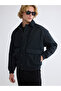 Black Loose Fit Shirt Collar Men's Coat