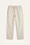 Linen Blend Elastic Lace-Up Waist Regular Fit Beige Trousers H8853Ax26Sm - 6
