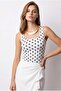 2165 Women's Polka Dot Patterned U-Neck Strappy Athlete Blouse White - 4