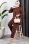 Front-Patched Crepe Suit Brown