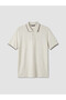 Vizyon New Season Beige Polo Collar Textured Men's T-Shirt - 5