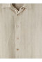 Vizyon New Season Beige Regular Fit Striped 100% Linen Men's Shirt - 7