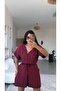 Burgundy V-Accessories Tencel Fabric Jumpsuit - 2