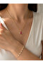 Gold Ruby Color Stone Rose Figured Necklace – Twisted Chain |   Elegant Women's Necklace - 2