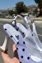 Milano White Black Polka Dot Pointed Toe Slingback Stylish High Heels - 4