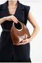 Milano Icon Gold Metal Handle Women's Hand and Shoulder Bag Brown - 2
