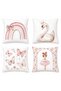Pink Swan and Ballerina Patterned 4-Piece Kids and Baby Pillowcase Set - 3