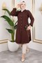 Viscose Tunic with Elastic Cuffs Brown
