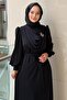 Metal Brooch Shawl Collar Evening Dress - 3