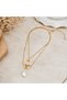 Elowyn Pearl Drop Butterfly Women's Necklace 316L Stainless Steel Double Layer Gift - 3