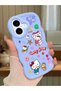 iPhone 17 Compatible Case Camera Protector Blue Silicone Couple Phone Case Kitty Pattern