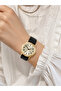 Women's Wristwatch Gold Color Case Black Leather Strap Casual and Stylish Combination Gift Boxed - 3