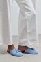 Nella Bebe Blue Genuine Suede Leather Tassel Detail Flat Sole Women's Slippers