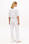 Women's White Embroidered White Trousers - 5