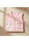 Cotton Embroidered Baby Vest - Pink Teddy Bear and Flower Garden Themed Soft Jersey Baby Girl Clothing - 6