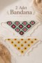 2 Pieces Floral Model Soft Textured Cotton Trendy Hair Bandana
