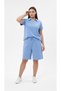 Women's Plus Size Short Sleeve Chest Label Detailed Polo Collar Shorts Set 8286-26