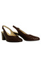 Burgundy Leather Women's Open-Back Heeled Shoes - 2
