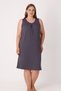 Purple Polka Dot Sleeveless Lycra Piping Detailed Women's Plus Size Nightgown
