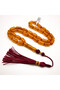 German Musk Rosary 33 Beads 7.5x13.5mm Honey Translucent Barrel Prayer Beads 24g Burgundy Silk Tassel