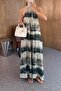 Khaki Dress with Neck Tie - 5