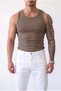 Men's Mink Color Halter Collar Detailed Streetwear Tank Top