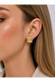 Brass Gold Color Square Form Earrings - 2