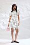Hakim Lapel Polka Dot Short Sleeve Mini Ecru Dress I1903Ax26Au