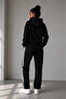 Women's Striped Detail Hooded Tracksuit Set - 3