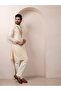 Mens Beige Ethnic Print Cotton Kurta Set - 4
