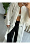 Premium Eyelet Detailed Seersucker Linen Bohemian Long Hijab Kimono - 3
