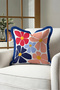 Retro Floral Pattern Fringe Pillowcase - Pop Art Floral Modern Navy Blue Tassel Throw Pillow Cover