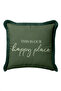 This Is Our Happy Place Written Decorative Fringed Pillowcase-Khaki Cream Gray Tasseled Throw Pillow Cover - 2