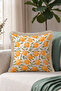 Orange Design Citrus Fringed Pillowcase-Fruit Garden Green Cream Tufted Throw Pillow Cover - 2