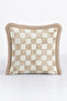 Plaid Geometric Beige Checkered Fringed Pillowcase-Soft Country Cream Mink Gray Tassel Throw Pillow Cover - 5