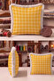 Yellow Plaid Checkered Decorative Fringed Pillowcase - Striped Mustard Mink Tassel Throw Pillow Cover - 3
