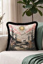 Japanese Landscape Decorative Sunny Mountain Fringed Pillowcase - Far East Black Tassel Throw Pillow Cover - 5