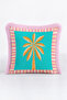 Exotic Tropical Palm Design Fringe Pillowcase - Summer Pink Cream Tassel Throw Pillow Cover - 4