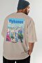 Mykonos Greece Beige Oversize Country City Back Printed Unisex T-Shirt 100% Cotton Premium - 7