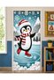 190X75Cm Elastic Door Decoration, Fabric Door Dressing, Ice Skating Penguin Theme, Classroom Door, School Event Door Decoration