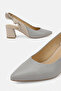 Women's Gray Beige Genuine Leather Shoes with Open Back Heels, Size 35-41 - 3