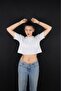 Women's 2-Piece Set 100% Cotton Wide Fit Plain Basic Crop Top Short Sleeve Sports Casual Loose White Gray T-Shirt Pack - 4