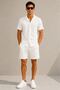 Men's 2-Piece Crepe Fabric Pocket Shirt Shorts Set Short Sleeve Lace-Up - White & Smoked Mariposa Secret - 5