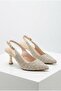 133-440 Stone Embellished 7 cm Heel Height Open Back Women's Shoes