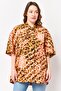 Women Spread Collar Short Sleeve Animal Print Shirt, Multicolor